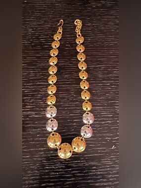 Monet Vintage Disc Chain, Mixed Metal, Statement Necklace